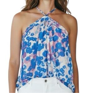 NWT RAMY BROOK Abstract Floral Sleeveless Halter Neckline Blouse Size Medium